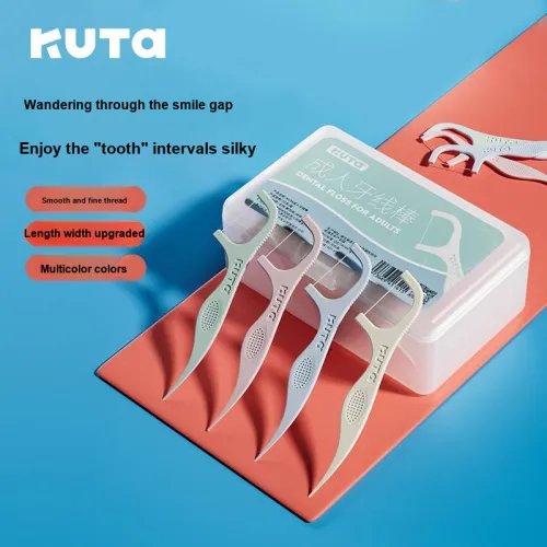 KUTA Взрослые Одноразовый Чистка Зубные щетки Floss Sticks 4 Коробки+4 Сумки