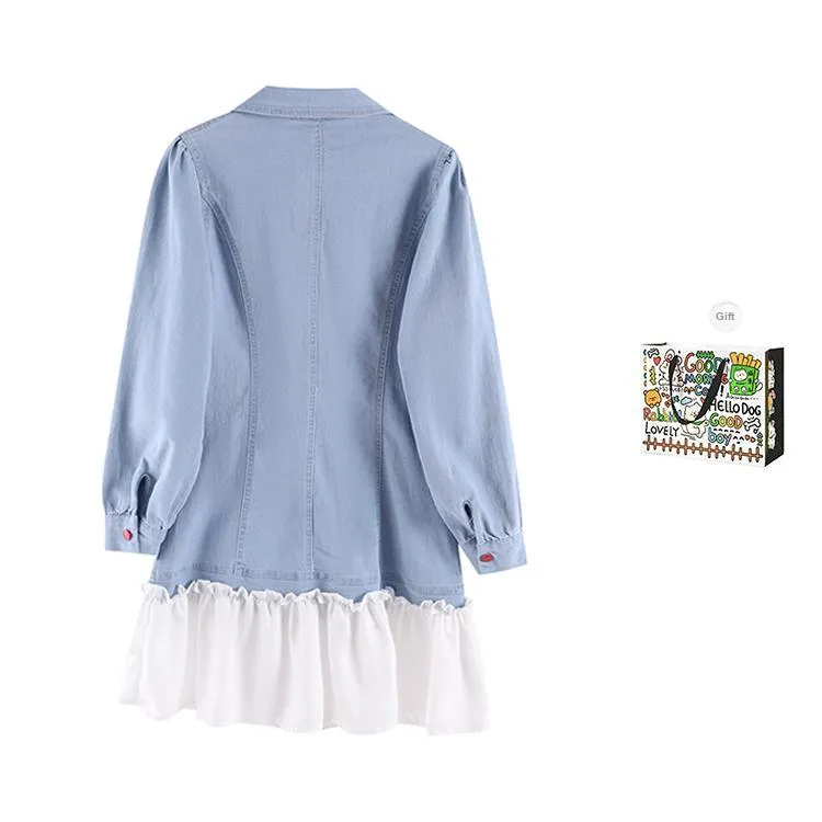 ZVJH Long Sleeved Dresses Women's Blue-1