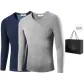 Men's V-Neck Top (Light Heather Gray+Navy Blue) Fleece-Lined Thermal/Thickened Temperature Locking