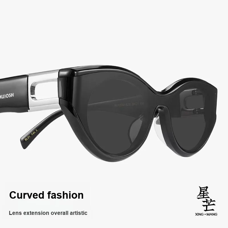 MUJOSH TR90 Cat Eye UV400 UV Protection Sun Protection Eye Protection Sunglasses Unisex Black-4