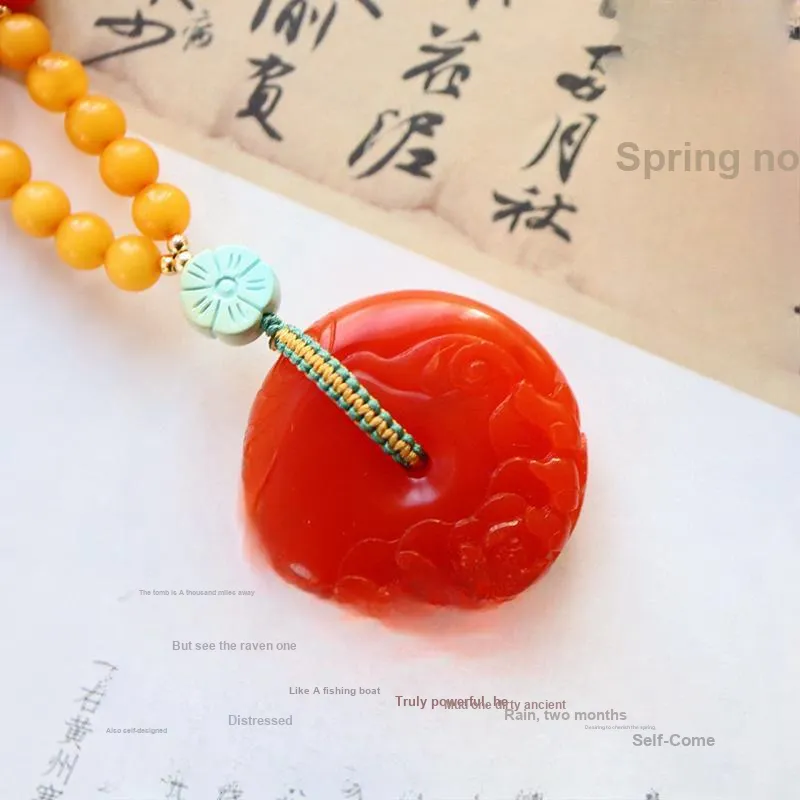 Xifeng Building Southern Red Agate Necklaces Unisex-4