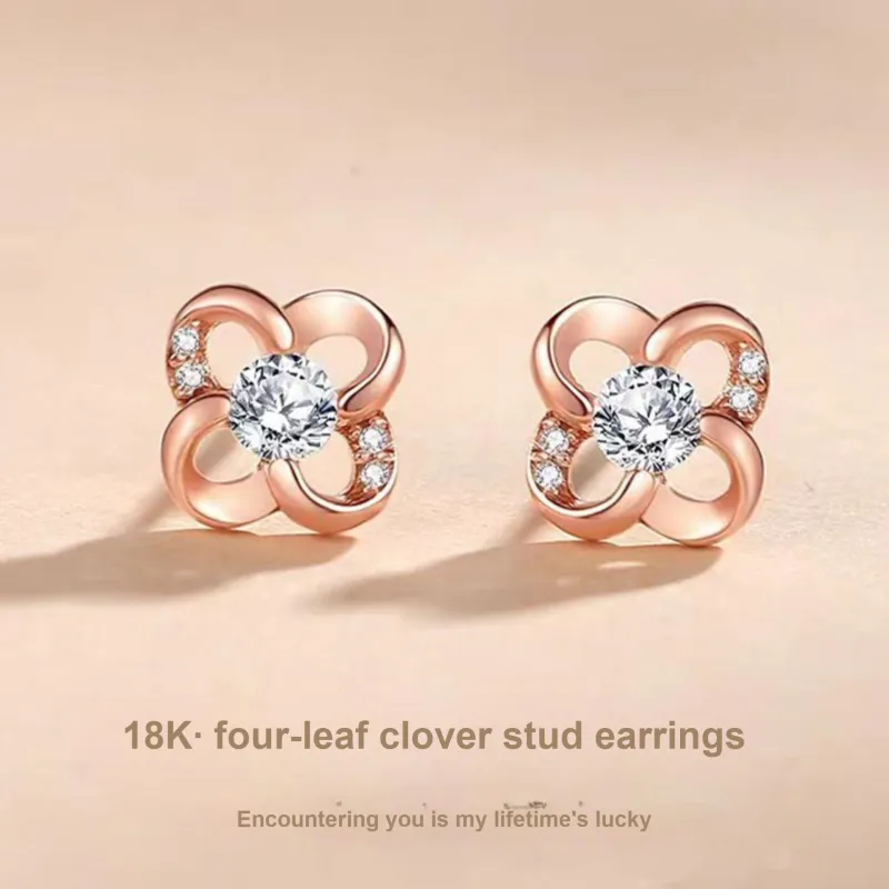 WEEKISS 18K Gold Stud Earrings Women's Rose Gold-1