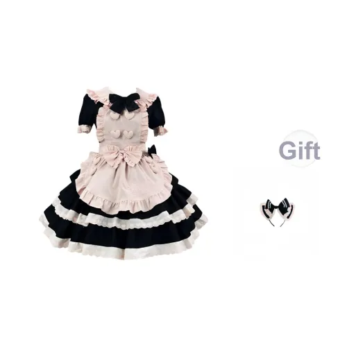 WLEQK Черно-розовое женское платье в стиле Лолита