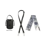 Black Adjustable Leather Strap 92-120cm+Crane Scarf