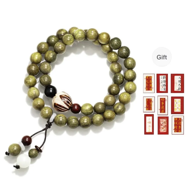 JINGCHENGGOU Green Sandalwood Wooden Bracelets Unisex-0