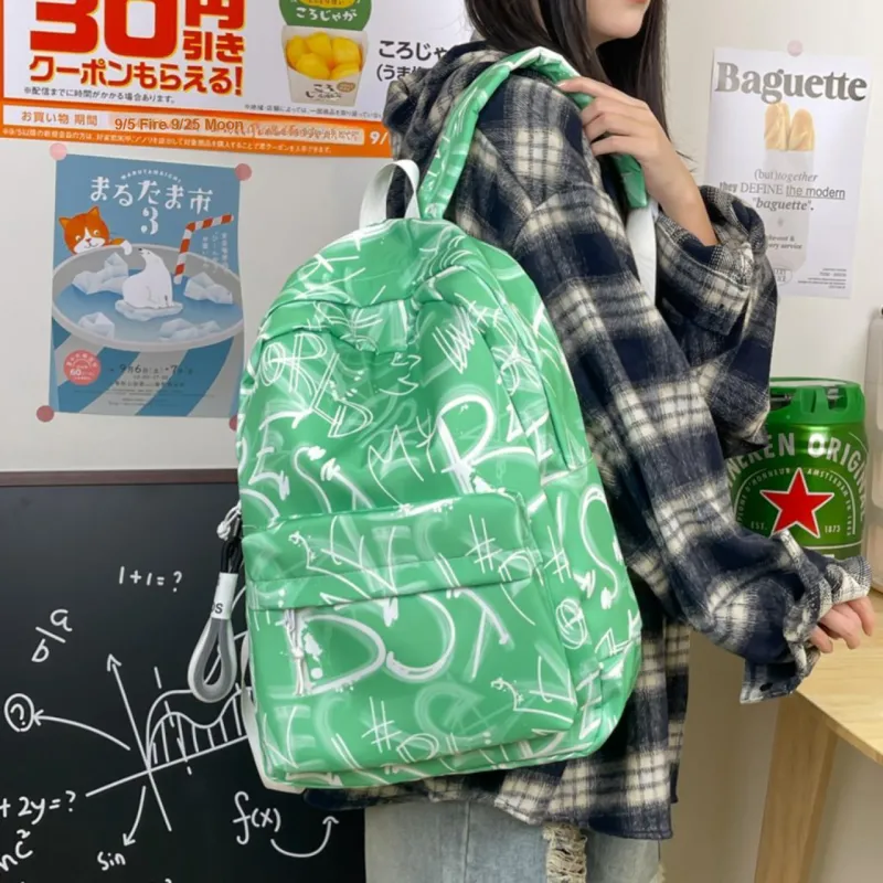Yalu Nylon Backpack Unisex Black/Red/Green/Blue-13