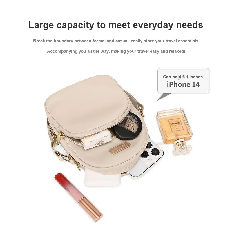 POLO Fabric Crossbody Bag Women's Apricot/Black-5
