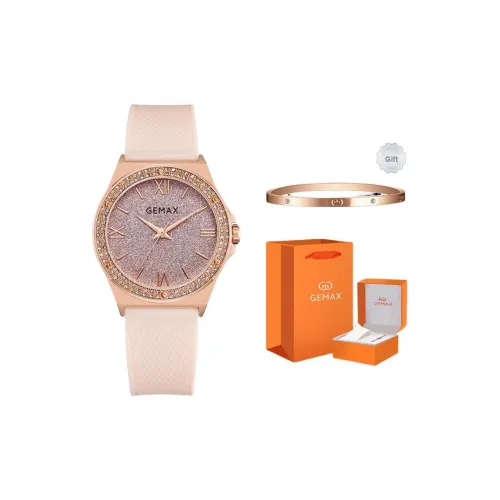 GEMAX Модный Водонепроницаемый Женские Часы Кварцевый Механизм Силиконовый Ремешок Часы Розовый Циферблат