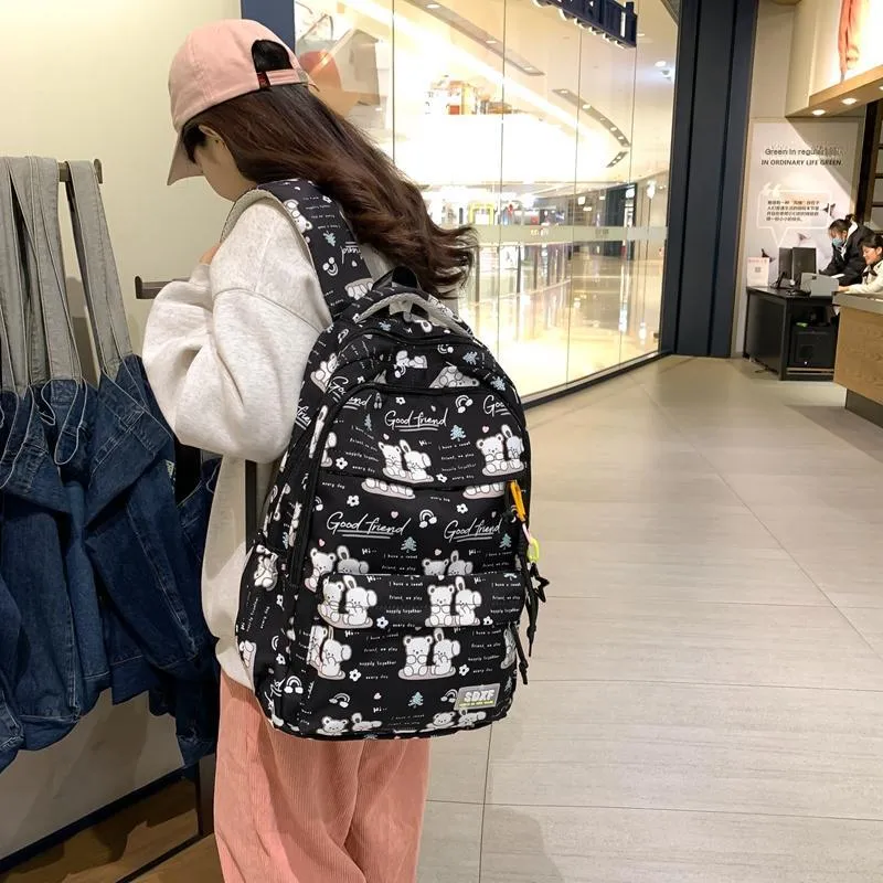 Yalu Nylon Backpack Regular Unisex Black/Purple/Green/Blue/Pink/White-1