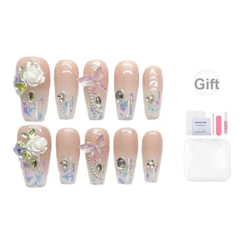 Fanze Ледяной Encased Розовый Ins Цветная глазурь Премиум Ручной Осветляющий False Nail MID Длина Телесный Градиентный Милый 20мм