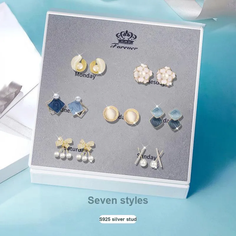 Andaozi S925 Silver Stud Earrings Women's-1
