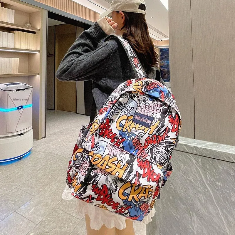 Vack Nylon Backpack Unisex Cartoon Character/Explosion Letter-9
