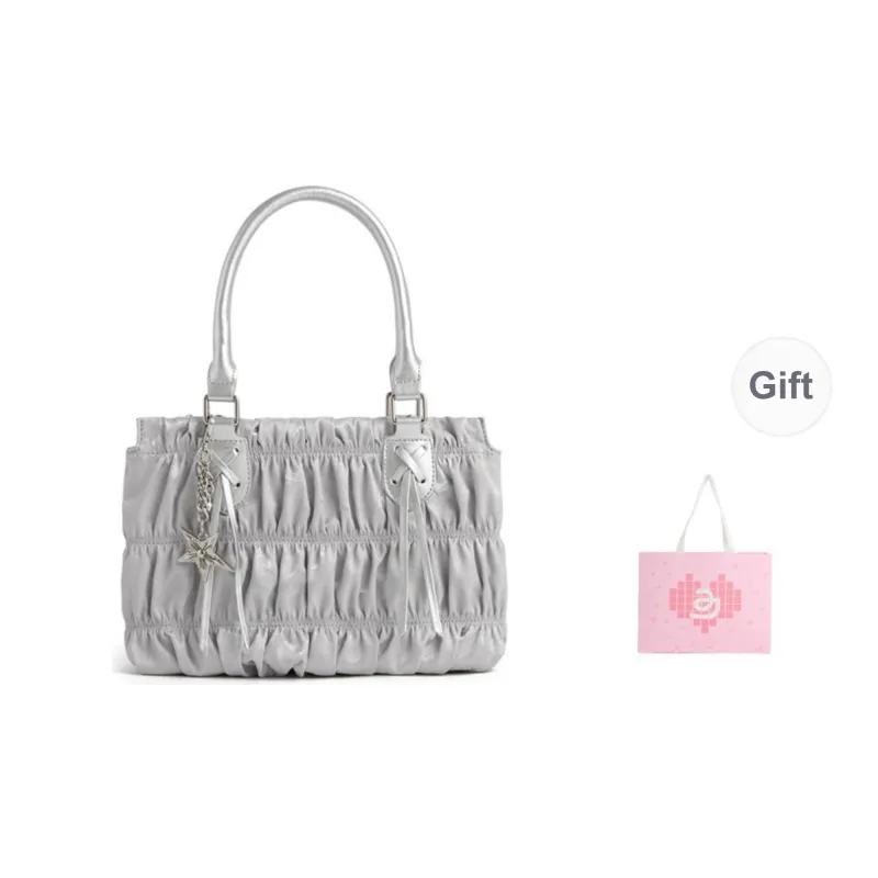 JACD PU Patchwork Fabric Handbag Regular Women's Vintage Ballet/Pearl Silver/Foam Blue-4