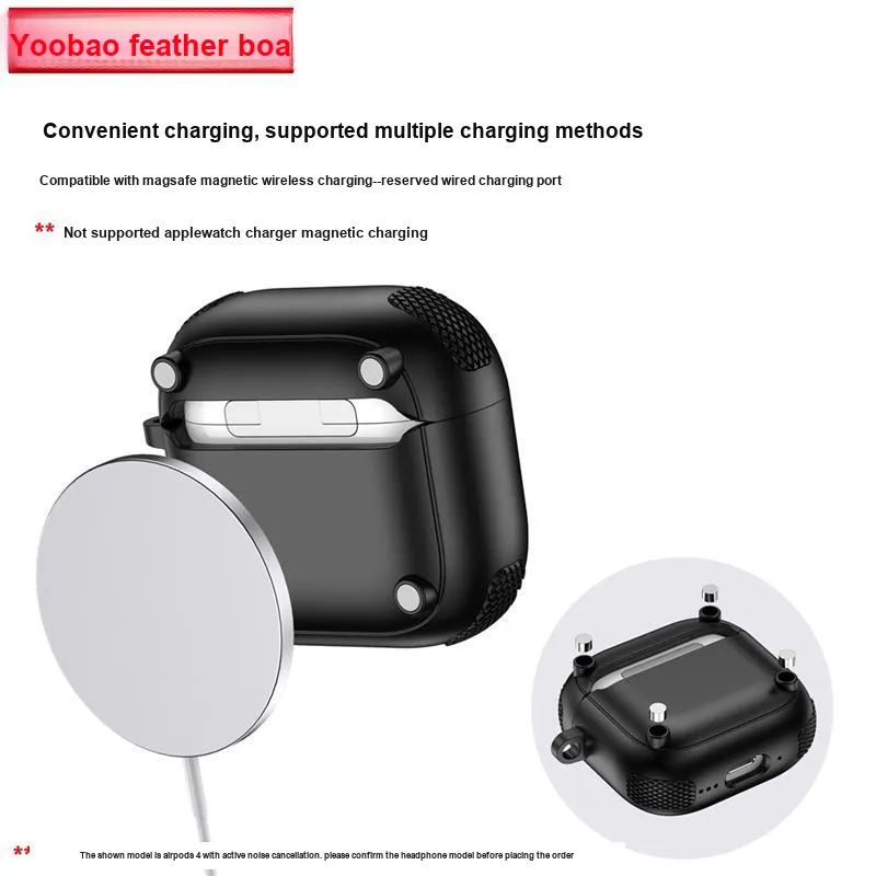Yoobao Compatibility AirPods4/AirPods Pro2 TPU Impact Resistant Lock, Magnetic Headphone Cases-4
