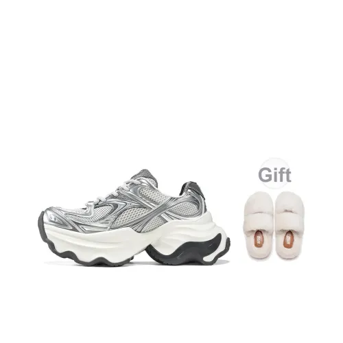 OGR Siren YUEXI Серебряный Амортизация Покрытие Ударопрочный Легкий Низкий Топ Толстая подошва Кроссовки Женские