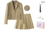 Khaki Suit+Skirt (Includes Leggings) Comes with Free Tie+Dust Bag
