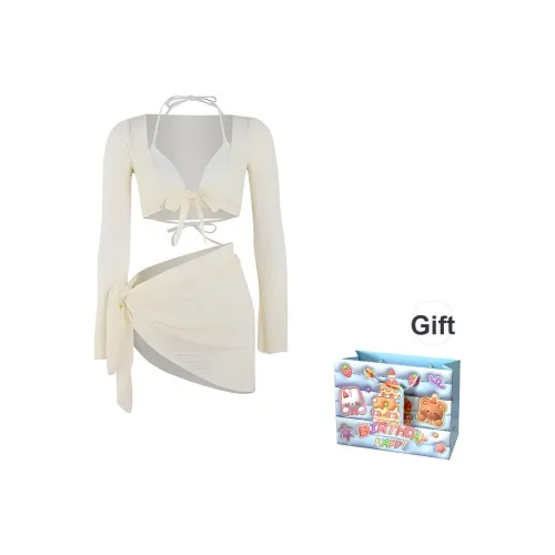 BVODE Белая сумка для покупок Женские Наборы купальников