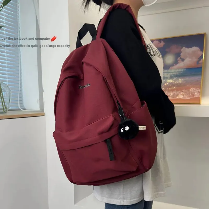 Caramella Nylon Backpack Unisex Black/White/Burgundy-10