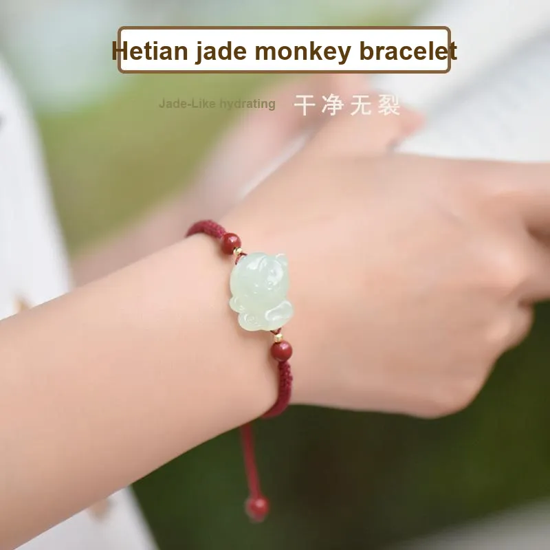 KUNYUYAO Hetian Jade Bracelets Pale Greenish White Jade Unisex-28