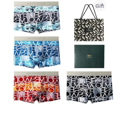 SEPTWOLVES Нижнее белье Подарочная коробка Все Season Мужской 4 шт Подарочный набор + Сумка для покупок