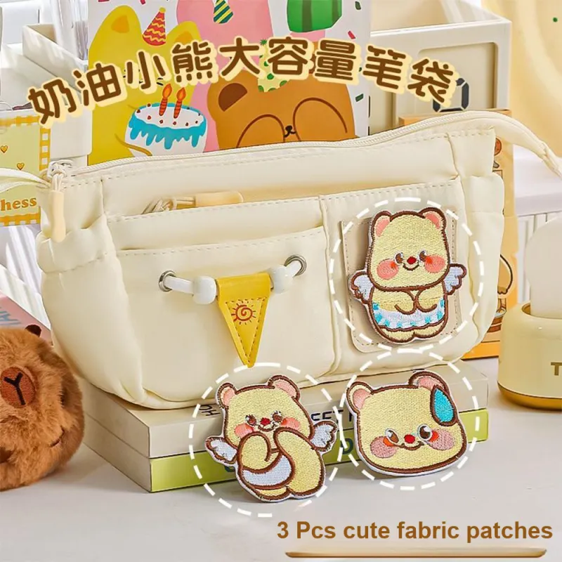 YUANPU Cute Refined Cheese Toast DIY Embroidery Pencil Case Multi Layer Storage Bag Pencil Case/pencil Box-1