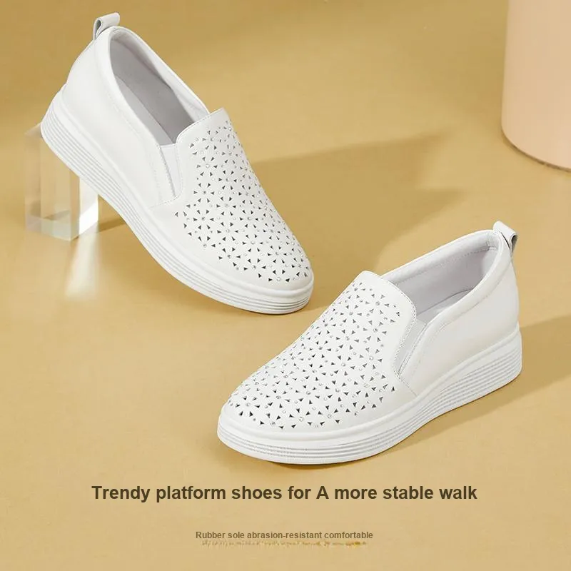 DG Wear-Resistant Lightweight Height Increasing Low-Top Casual Shoes 5cm Women's-4