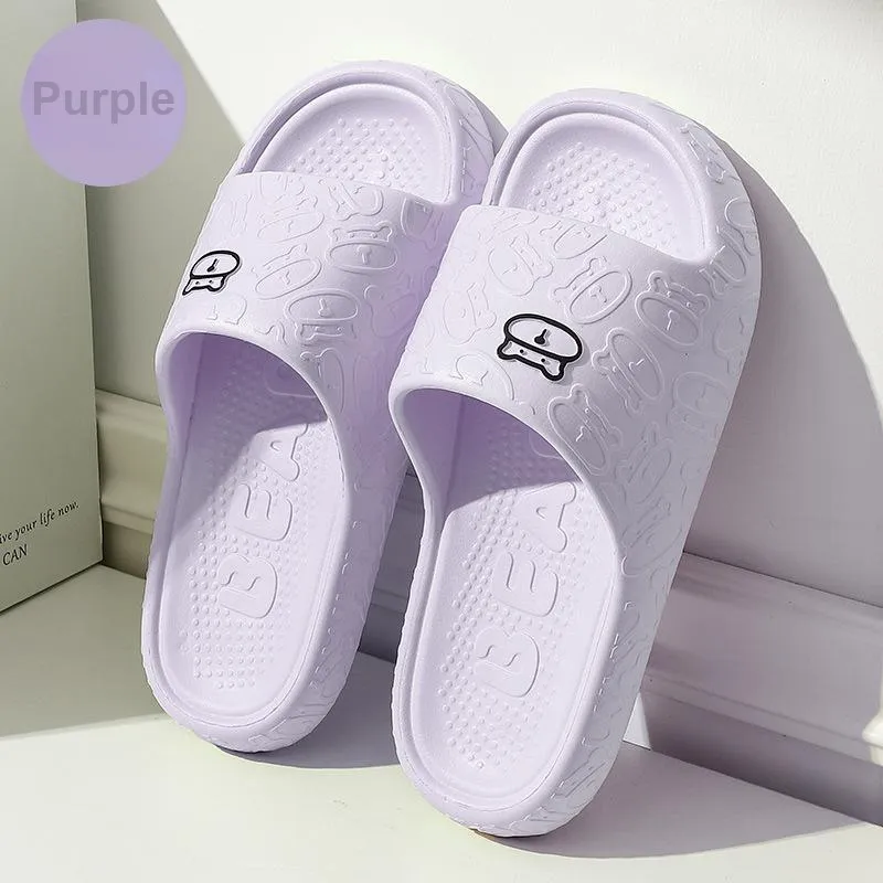 CEO EVA Quiet Home Bathroom Summer Slip Resistant Squashy And Bouncy Feeling Cartoon Bear Platform Slippers-7