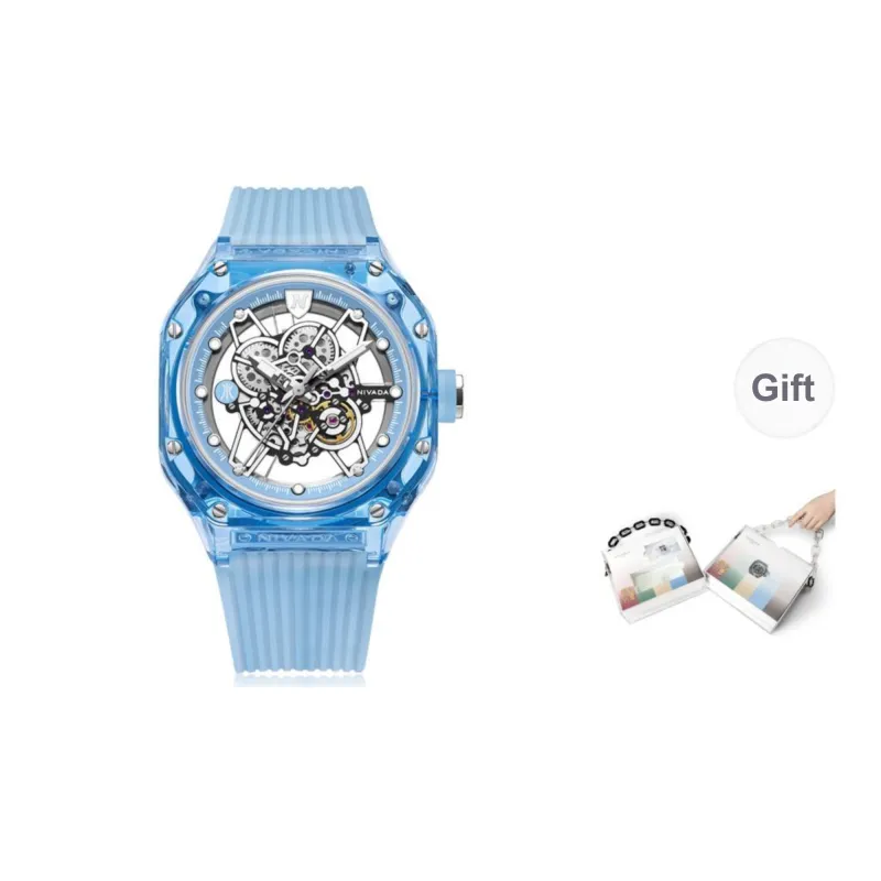 NIVADA Automatic Mechanical Movement Men's Watches Watch Cut-Out Dial Silicone Strap-4