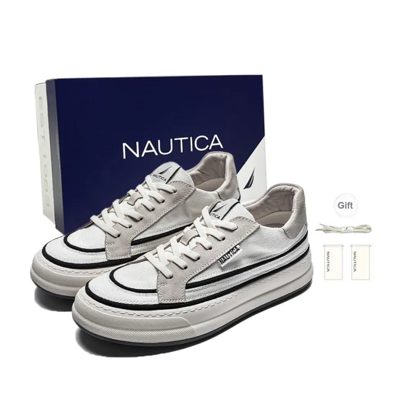 NAUTICA Slip Resistant, Abrasion Resistant, Lightweight, Breathable, Height Increasing Low Top Skateboard Shoes Men's-0