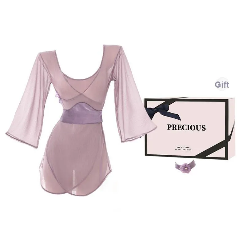 TLXT Nightgown Women's Gift Box Set Beautiful Woman's Soft Passion Purple