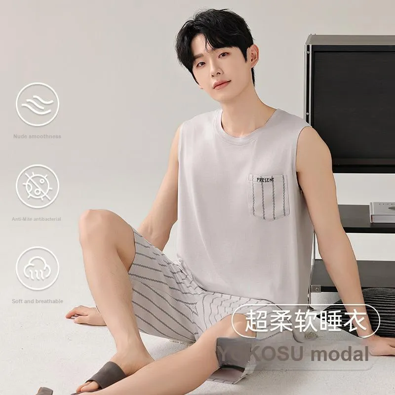 MIIOW Cool One Summer Series Pajama Set Men's Light Gray-1