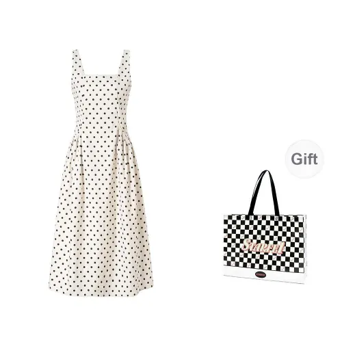 STARFEI Slip Dress Women's Ecru Polka Dot