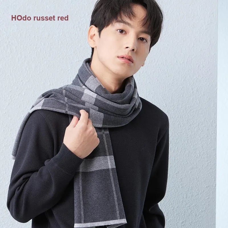 Red Bean 4.2% Wool Knit Scarves Men's-7
