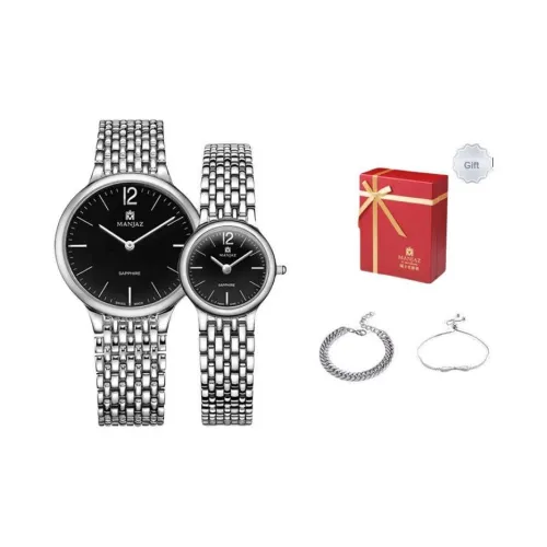MANJAZ Fashion Collection Кварцевый механизм ремешок из нержавеющей стали унисекс черный циферблат