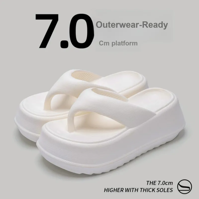 JINGEYU Platform Flip Flops Summer High Heel Slippers With A Soft And Springy Feel, Perfect For Home Use-3