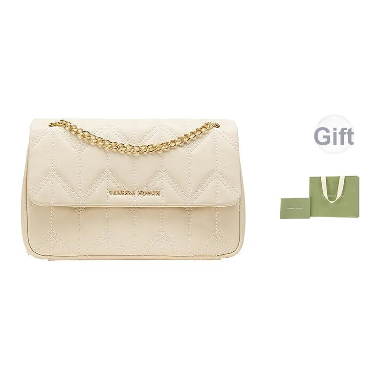 VANESSA HOGAN Сумка из коровьей кожи с цепочкой MIAOKE Сумка с узором "ромб" Сумка через плечо Женская Экрю