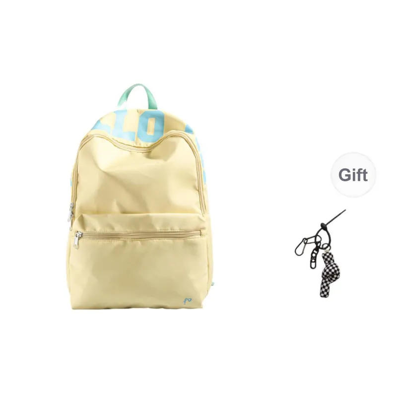 KAMLUI Nylon Fabric Backpack Unisex White/Yellow-8