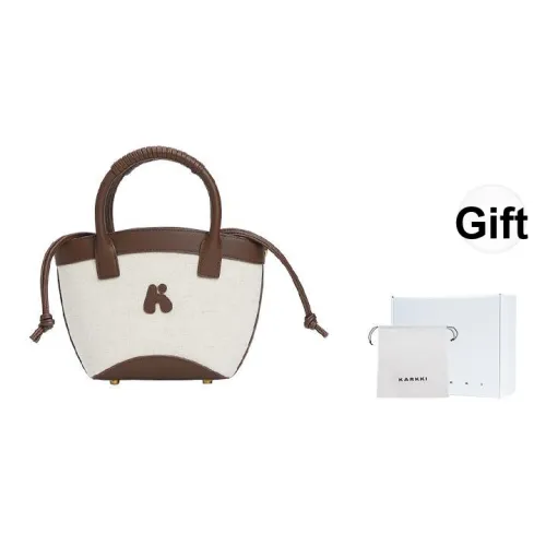 Karkki Dewy Linen Корзина Сумка Ручная Сумка Сумка через плечо Средняя Женская Шишечно-коричневый