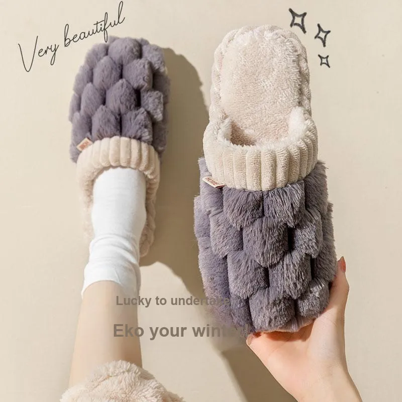Foot Recreation Winter Comfortable Home Plush Small Ball Cotton Slippers Unisex-16