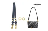 Dior WOC Blue 3rd Setting Adjustable Shoulder Strap 65-111cm[Includes 1 Pair of Small Antique Gold Circle]