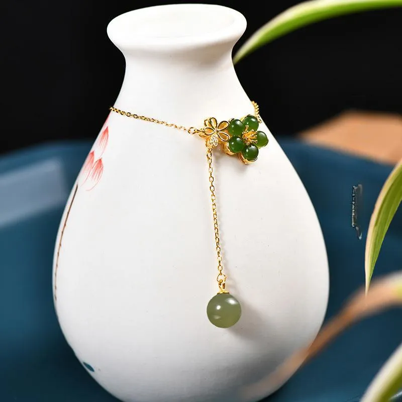 WEITIANXUAN Hetian Jade Necklaces Pale Greenish White Jade Women's-3