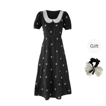 / Short Sleeved Dresses Women's Black+Hair Tie Comes With