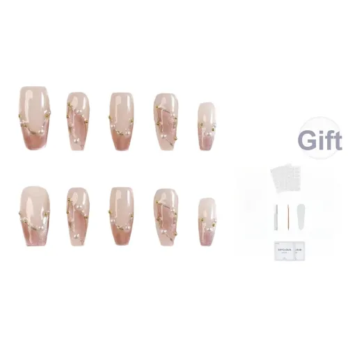 AIDINGQI Ручной работы Премиум Ногтей Патч Готовый товар с Ледяным Прозрачным Стилем Кокетка Роскошь Осветляющий