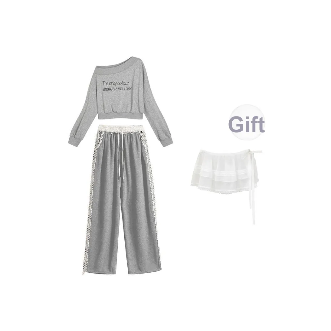 Yvetteclassic Повседневный костюм женский серый двухкомпонентный комплект