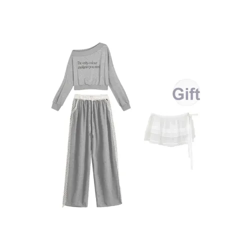 Yvetteclassic Повседневный костюм женский серый двухкомпонентный комплект