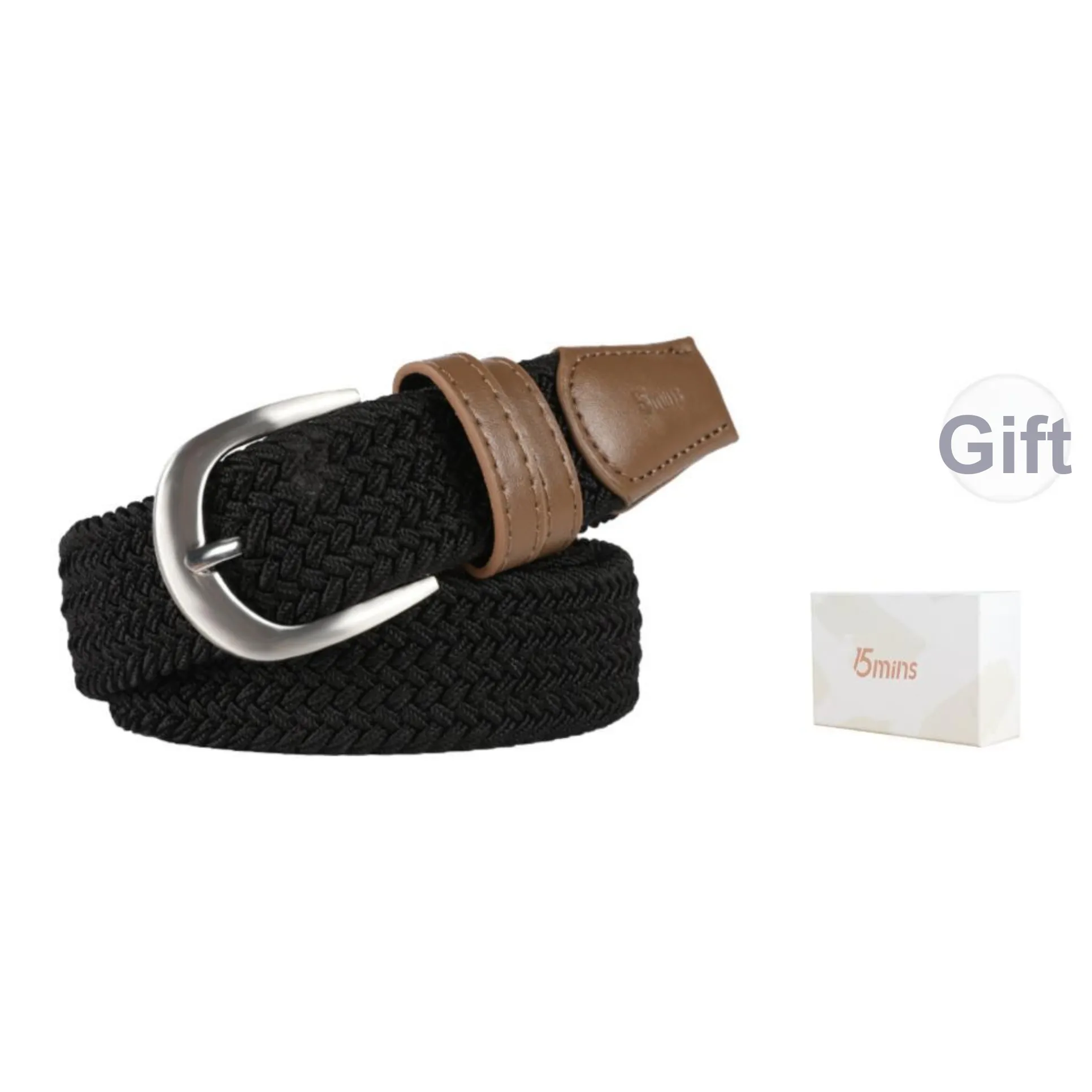 15 MINS Canvas Woven Elastic Pin Buckle Pants Belt Casual Multiple Colors Belt Unisex Width 3.35cm