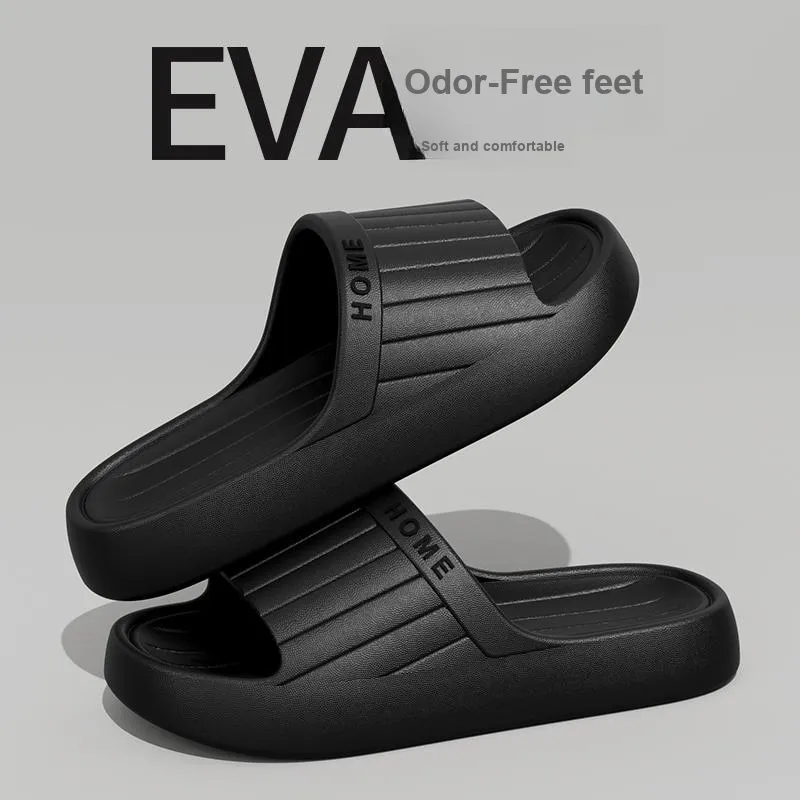 Foot Recreation Minimalist Style Vertical Stripes Letter Comfortable Quiet Slip Resistant Slippers Home Slippers Unisex-22