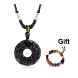 Obsidian-Peaceful Buckle Pendant[with Woven Rope]