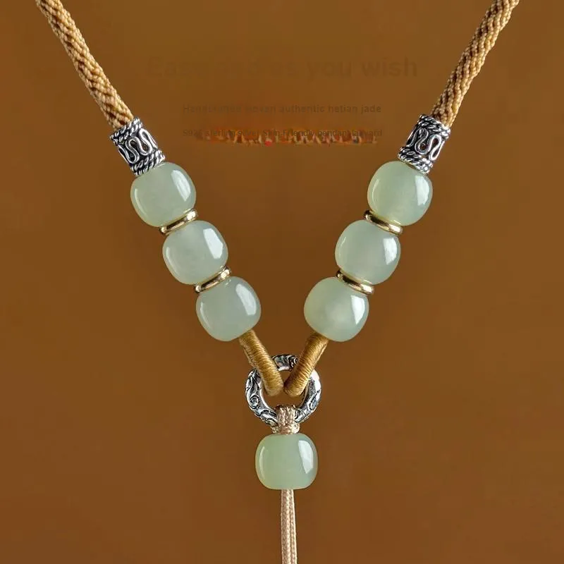 Andaozi Hetian Jade Necklaces Green Jade Unisex-4