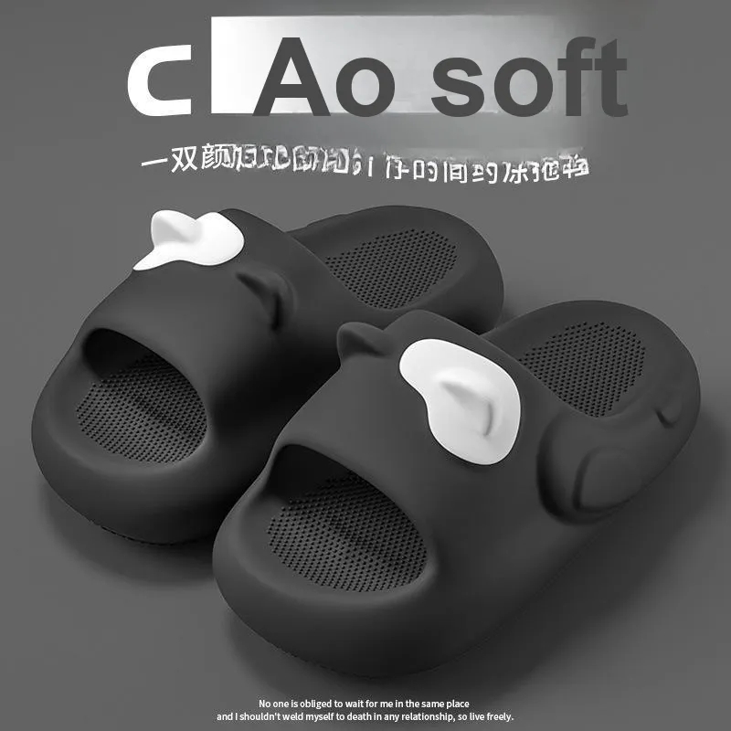 JINGEYU Cute Kitten 3D Effect Trendy Ear Slippers, Home Stripes Platform Slip Resistant-7